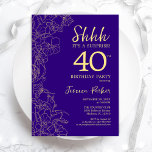 Lila Gold Überraschung 40. Geburtstag Einladung<br><div class="desc">Lila Gold Überraschung 40. Geburtstag Einladung. Minimalistisches modernes feminines Design mit botanischen Akzenten und Typografie-Script-Schriftart. Einfache florale Einladungskarte perfekt für eine stilvolle weibliche Überraschung am Tag.</div>