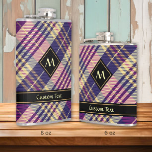 Lila, Gold und Blau Tartan Flachmann