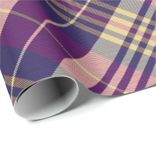 Lila, Gold und Blue Tartan Rotated Geschenkpapier