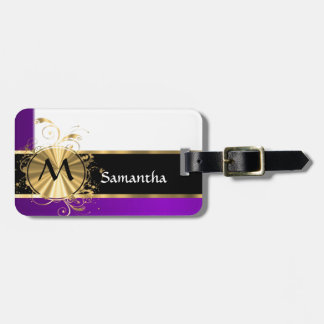 Lila Gold und schwarzes Monogramm Gepäckanhänger
