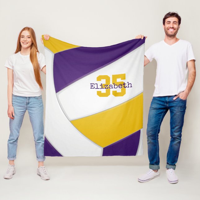 lila Gold und weiße Volleyballmädchen Fleecedecke (Beispiel)