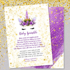 Lila Gold Unicorn Baby Sprinkle Einladung