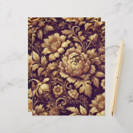 Lila & Gold Viktorianische Florals Scrapbook Paper