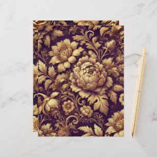 Lila & Gold Viktorianische Florals Scrapbook Paper