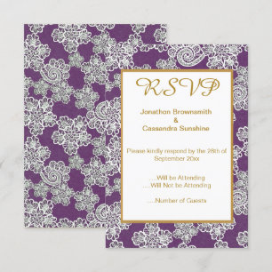 LILA GOLD VINTAG LACE WEDING REPONSE UAWG EINLADUNG