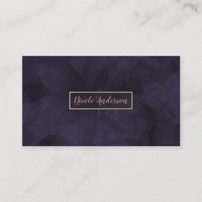 Lila Gold Wasserfarben Blumen Glam Elegant Visitenkarte (Vorderseite)