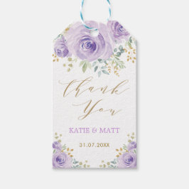 Lila Gold Watercolor Floral Wedding Party Favorite Geschenkanhänger