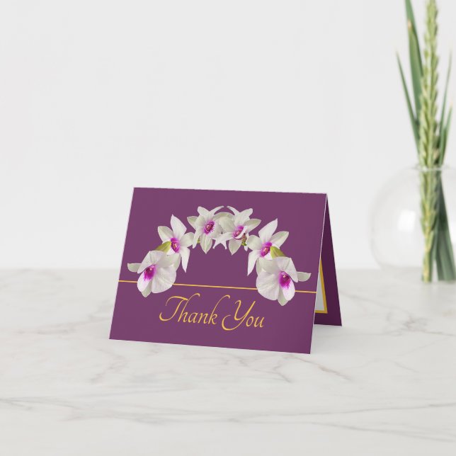 Lila Gold White Pink Orchid Bouquet Vielen Dank Karte (Vorderseite)