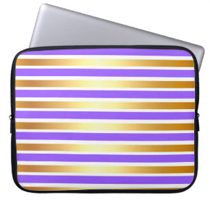LILA GOLD WHITE SHINY STRIPES LAPTOPSCHUTZHÜLLE