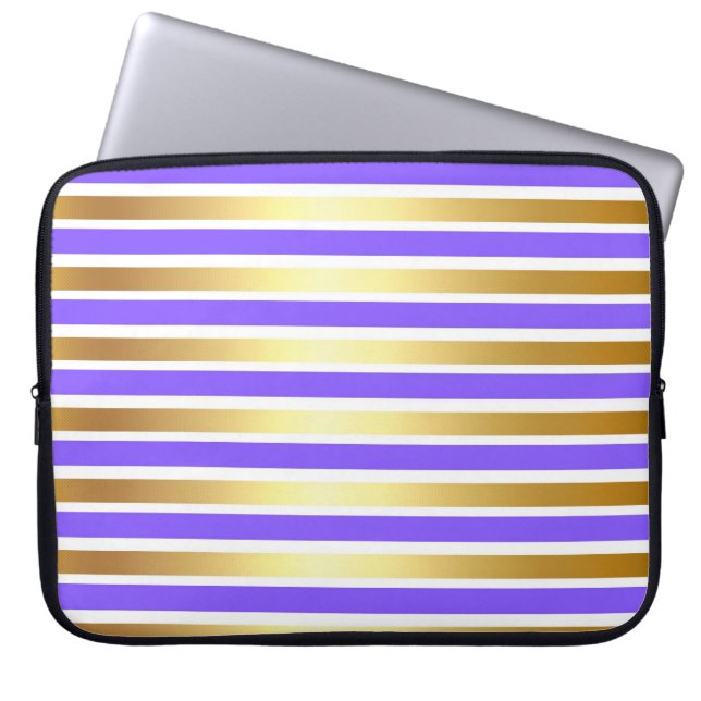LILA GOLD WHITE SHINY STRIPES LAPTOPSCHUTZHÜLLE (Vorderseite)