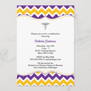 Lila Gold Zickzack Nurse Abschluss Einladung RN BS