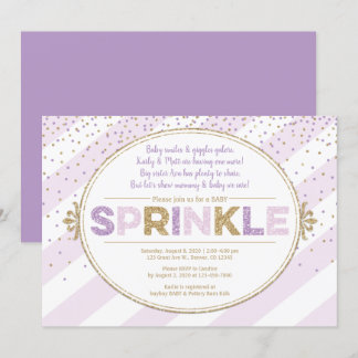 lila Goldbaby-Einladung Mädchen Glitzer Einladung