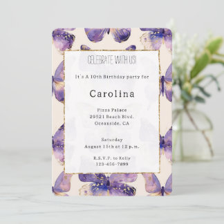 Lila Goldbarren zum Geburtstag Einladung