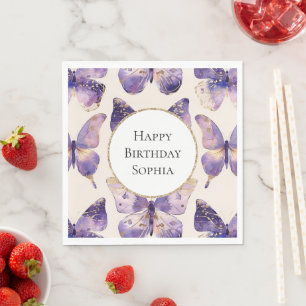 Lila Goldbarren zum Geburtstag Serviette