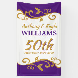 lila GoldBlüh zum 50. Jahrestag der Hochzeit Banner