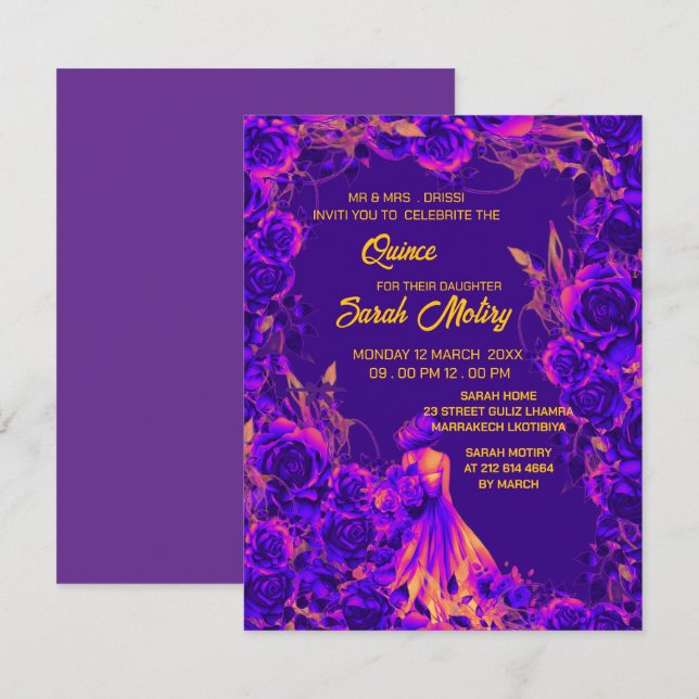 Lila- & Golddruckerin - Einladung zur digitalen Ka (Vorne/Hinten)