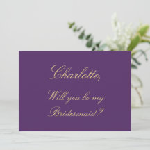 Lila Golden Beige Bridesmaid-Vorschlagskarte