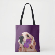 Lila Golden Retriever mit Blume