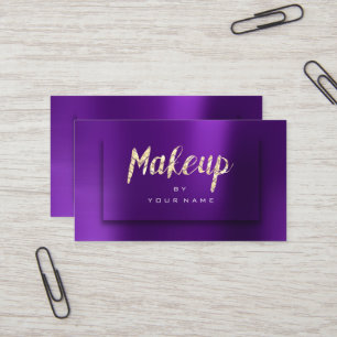 Lila Goldene Amethyst Typograph Makeup Artist 3D Visitenkarte