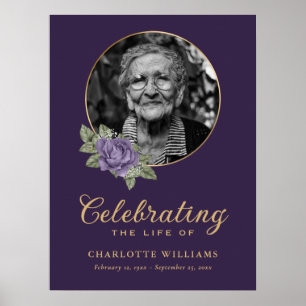 Lila-goldene Blumeneingangsbanner mit Foto für Bee Poster