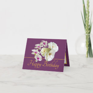 Lila Goldene Bouquet Orchids Rose Gerne zum Geburt Karte