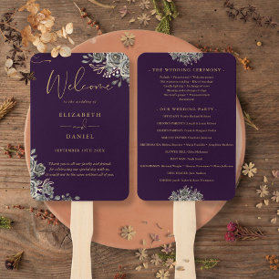 Lila-goldene gotische Blumengeburtstags-Hochzeitsp Fächer