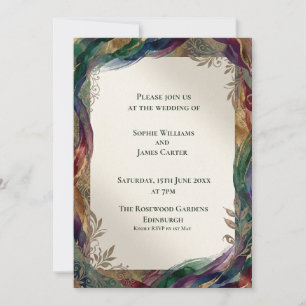 Lila-goldene keltische botanische Hochzeitseinladu Einladung