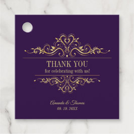 Lila goldene Rahmenhochzeit Geschenkanhänger