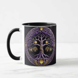 Lila-goldener Lebensbaum-Mandala Tasse