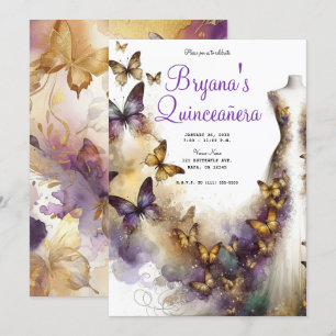 Lila-goldener Schmetterlingsballkleid Fantasy Quin Einladung