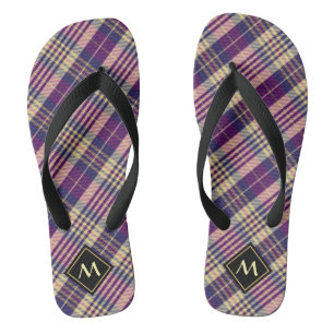Lila, goldener und blauer Tartan Flip Flops