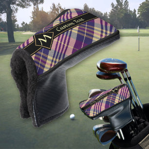 Lila, goldener und blauer Tartan Golf Headcover