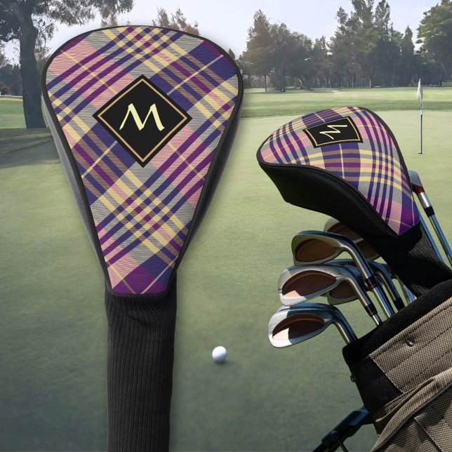 Lila, goldener und blauer Tartan Golf Headcover (Von Creator hochgeladen)