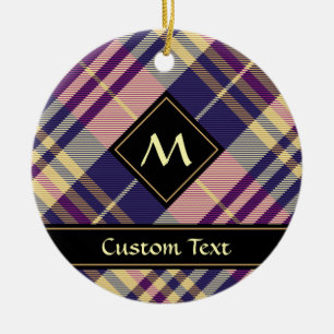 Lila, goldener und blauer Tartan Keramik Ornament