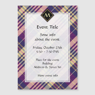 Lila, goldener und blauer Tartan Magnetkarte