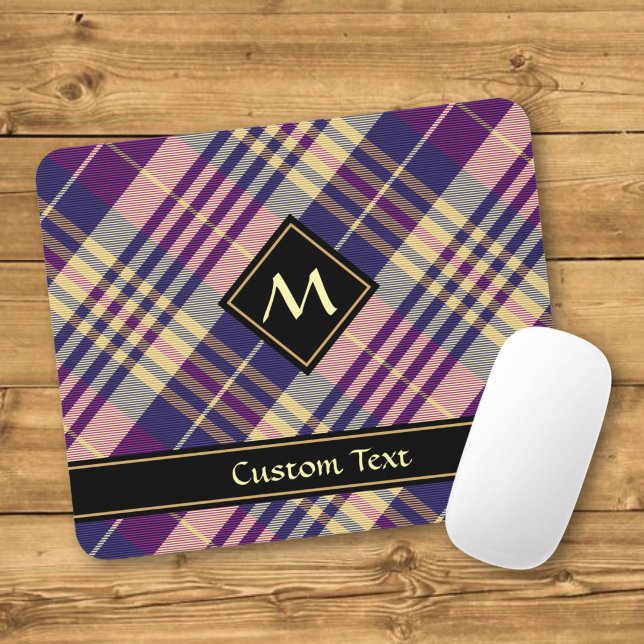 Lila, goldener und blauer Tartan Mousepad (Von Creator hochgeladen)