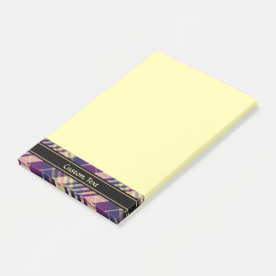 Lila, goldener und blauer Tartan Post-it Klebezettel