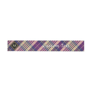 Lila, goldener und blauer Tartan Rundum-Adressaufkleber