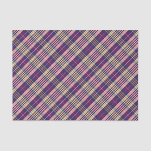 Lila, goldener und blauer Tartan Seidenpapier (Vorderseite)