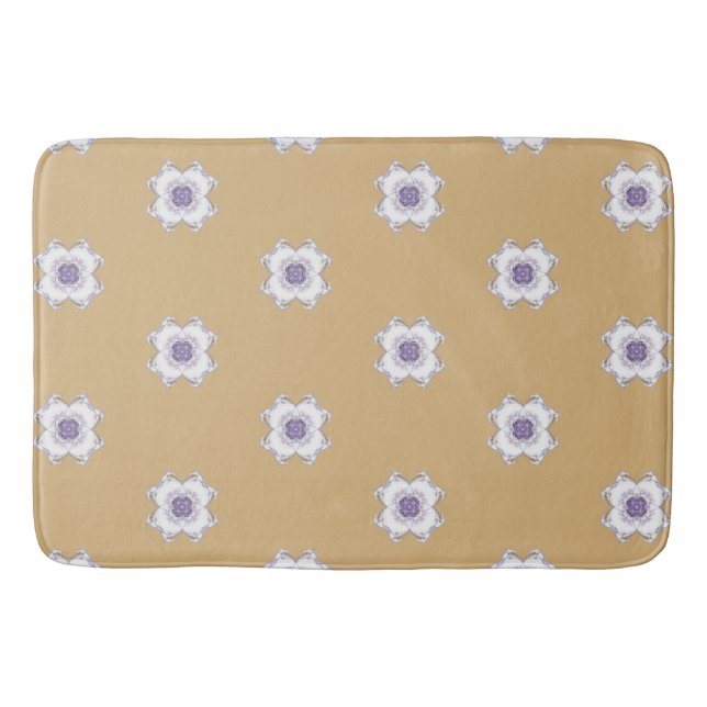 Lila Goldenes Flora-Look Fraktal Kunst, Dichtung u Badematte (Vorderseite)