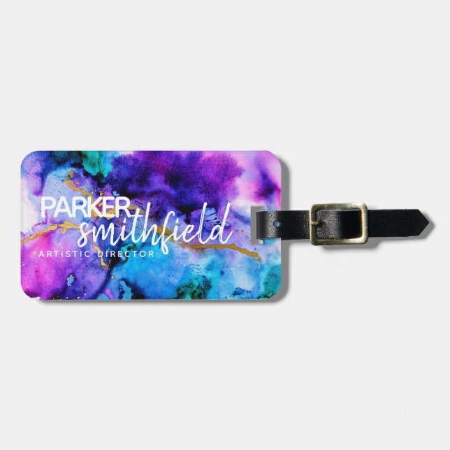 Lila Goldfarbe Gepäckanhänger (Vorderseite horizontal)