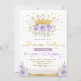 Lila Goldkronprinzessin Birthday Lilac Floral Einladung