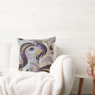 Lila Goldlavender White Peacock Kissen