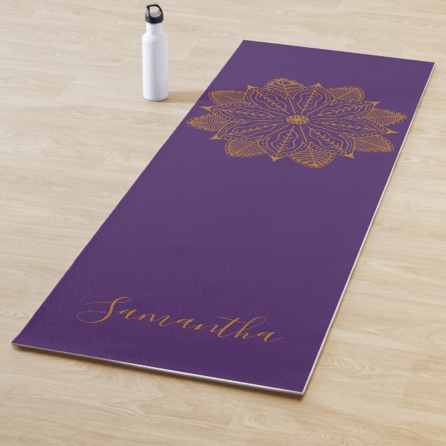 Lila Goldmandala elegant weiblich personalisiert Yogamatte (Beispiel)