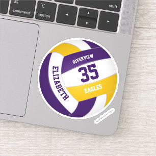 lila Goldmannschaft färbt Jungs-Volleyball Aufkleber