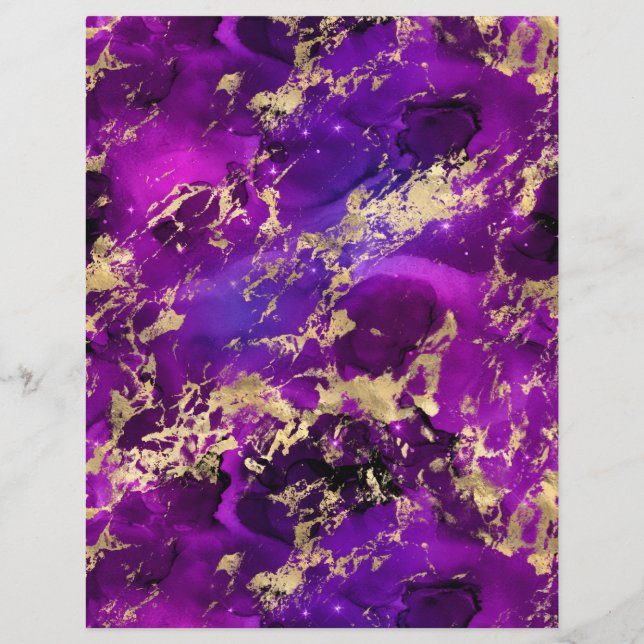 Lila- & Goldmarbild-Galaxy-Scrapbook-Blatt (Rückseite)