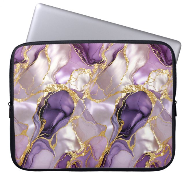 Lila Goldmarmor Laptop Hülle Luxus Case (Vorderseite)