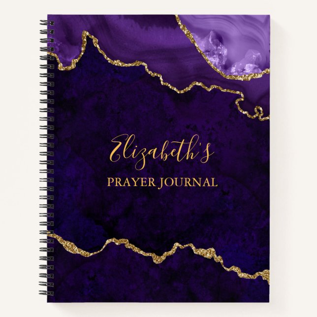 Lila Goldmarmorblatt Agate Geode Prayer Journal Notizbuch (Vorderseite)