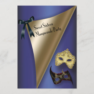 Lila Goldmasken 16 . Geburtstag Masquerade Einladung