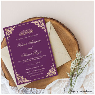 Lila GoldNikah-Islamische Hochzeit Einladung
